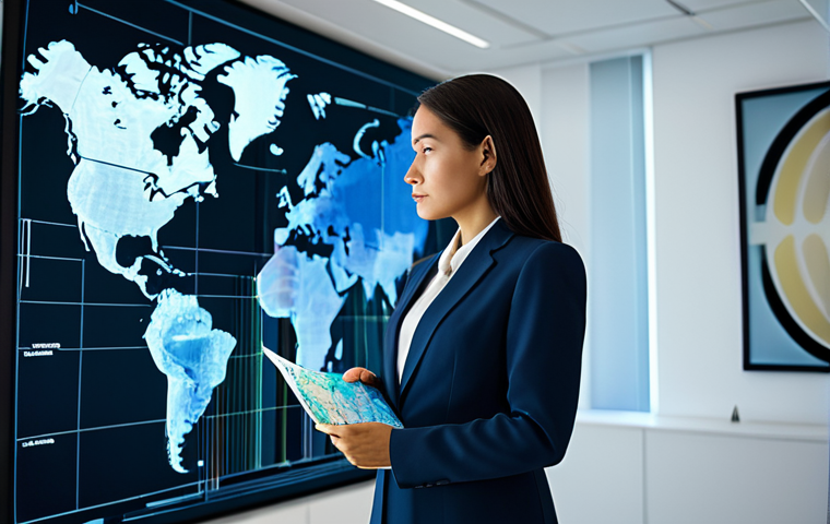 A professional woman, fully clothed in a modest business suit, stands contemplatively in a sleek, modern office. Around her, digital streams of data and abstract holographic projections illustrate a rapidly changing world. She holds a translucent, old-fashioned map that appears to be dissolving into light, symbolizing outdated guidance. The scene conveys a sense of paradigm shift and adaptability. Perfect anatomy, correct proportions, natural pose, well-formed hands, proper finger count, natural body proportions, professional dress, appropriate attire, safe for work, appropriate content, professional, family-friendly, high quality, sharp focus.