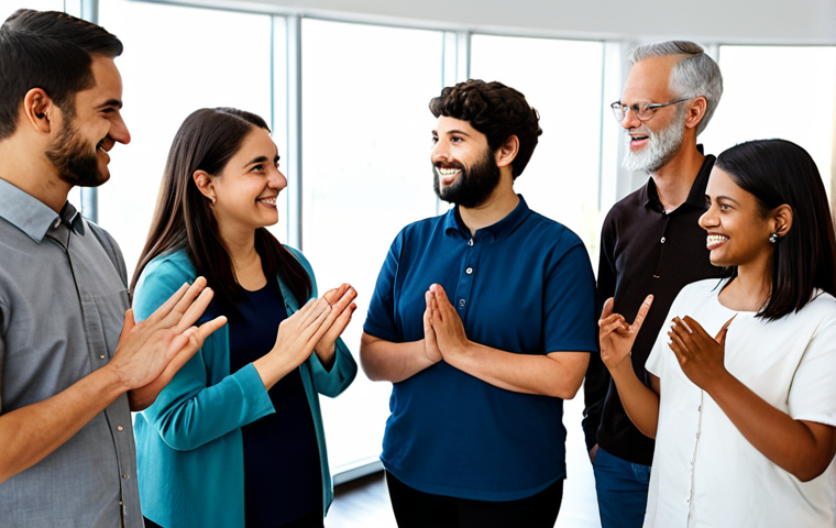 **

"A diverse group of people participating in a community workshop about different religions, fully clothed, in a bright and welcoming community center, learning about each other's cultures and beliefs, promoting understanding and tolerance, safe for work, appropriate content, professional, modest clothing, perfect anatomy, natural proportions, well-formed hands, proper finger count, natural body proportions, educational setting, family-friendly."

**